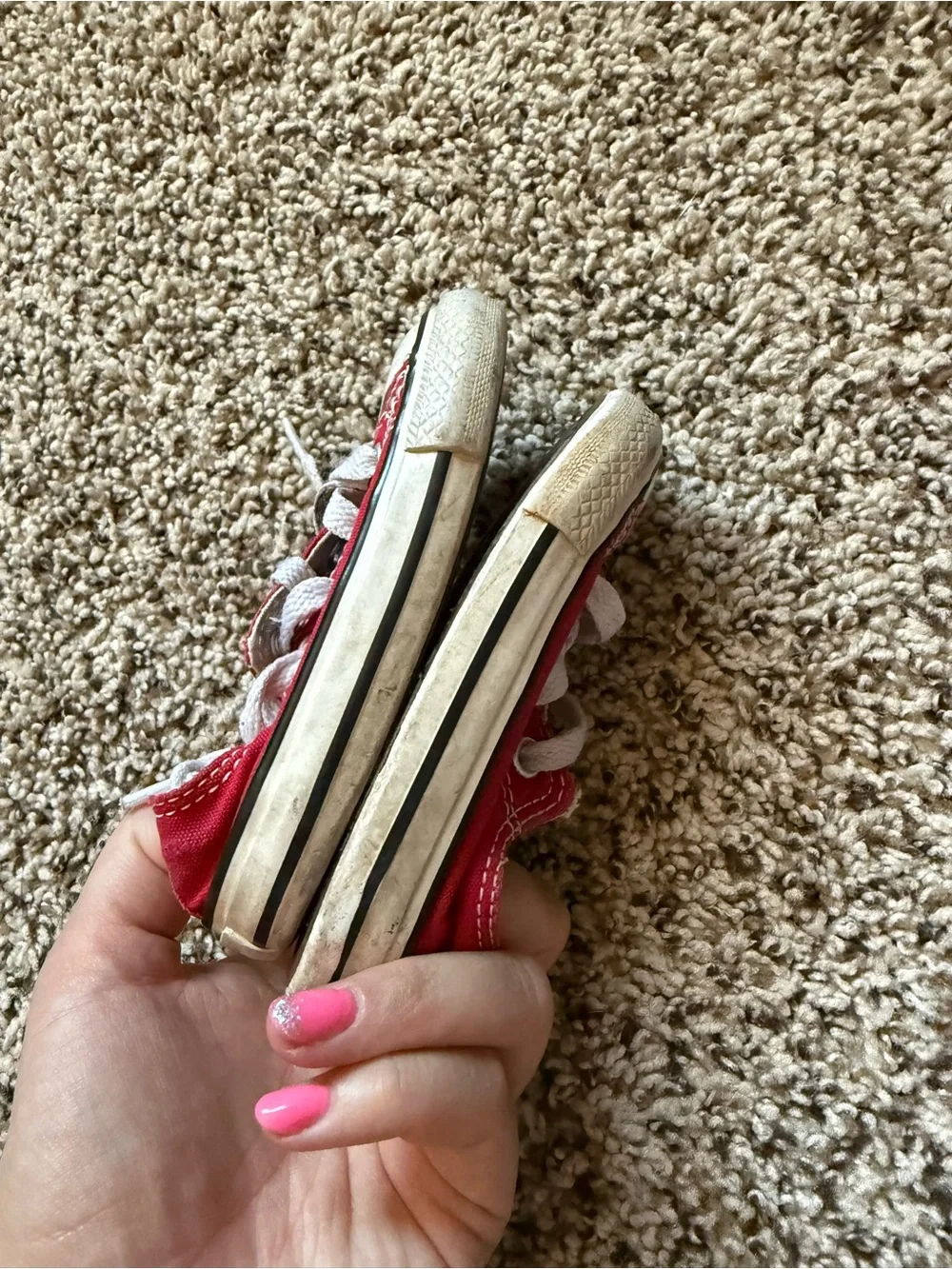 Kids Red Canvas Sneakers with White Laces